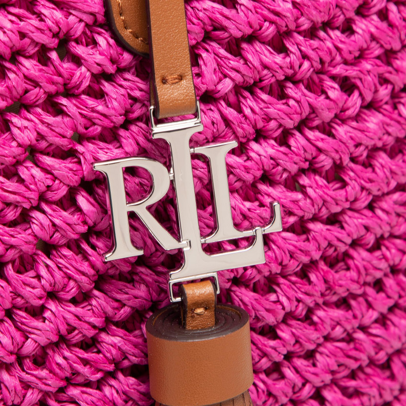 Straw Mala Shopper de Senhora em Palha Rosa | Ralph Lauren | Rolling Luggage