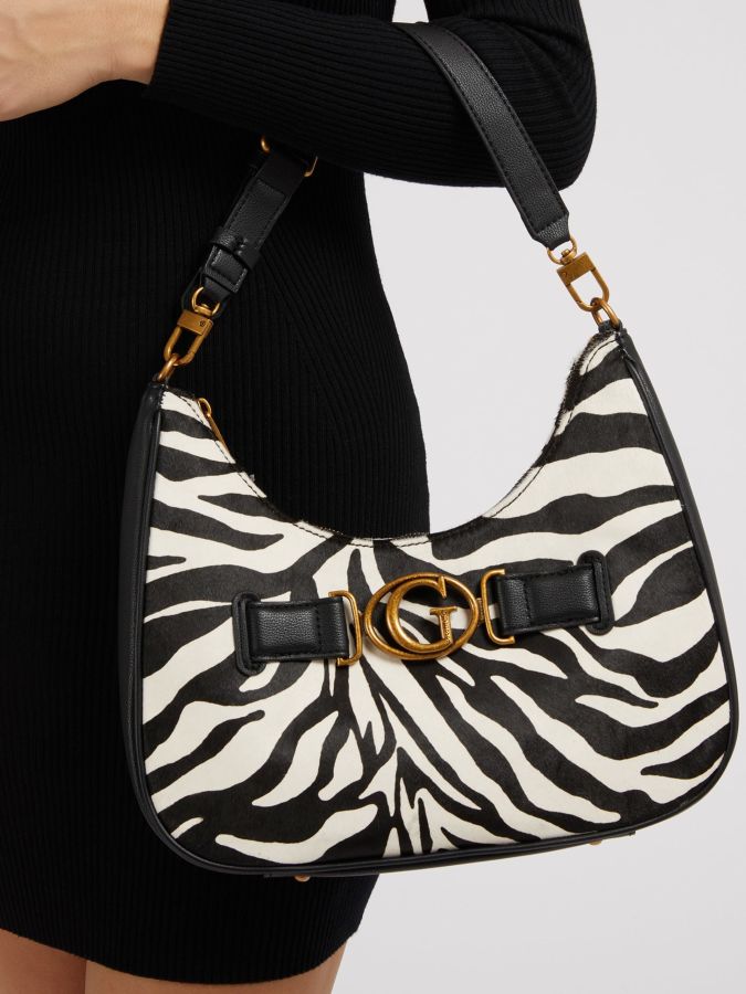 Velina Mala Ombro Baguette de Senhora em Pele Zebra | Guess Bolsas de Senhora | Rolling Luggage