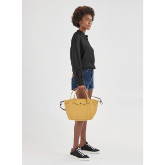 Le Pliage Cuir Bolsa de Mão Feminina em Pele Bege | Longchamp | Rolling Luggage