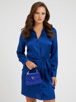 Velina Mini Bolsa de Mão de Senhora de Cetim Azul | Guess Bolsas de Senhora | Rolling Luggage Online