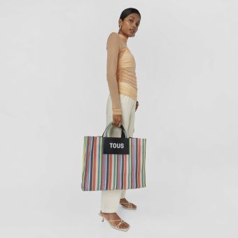 Tous Stripes Bolsa Shopper XL de Senhora Preto Multi | Tous Bolsas de Senhora | Rolling Luggage